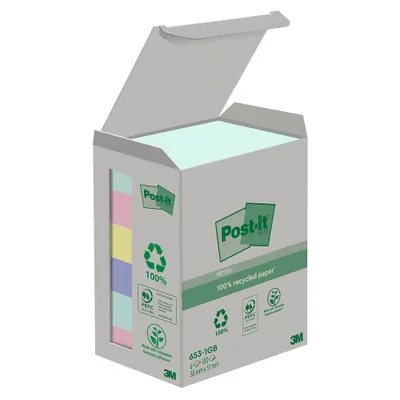 Produktbild von Post-it Haftnotiz Recycling Notes 653-1GB 51x38mm sortiert 6 St./Pack