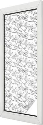 Obrázok produktu pre Vitrážová fólia na okno - 146x50 cm - vitrážový vzor - nepriehľadná dekoratívna fólia na ochranu súkromia - samolepiaca, UV ochrana - vtáky a kvety