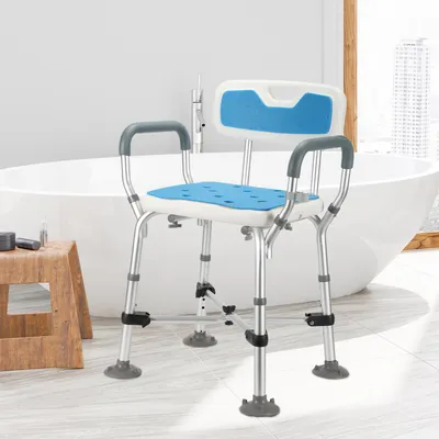 Immagine prodotto di Izrielar sedia da doccia con schienale e braccioli sgabello da doccia sedia da doccia regolabile in altezza per anziani con schienale a croce sgabello da bagno