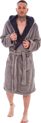 Produktbild von Keanu - Morgenmantel für Herren, Fleece TC234 (M-L) (Braun/Schwarz)