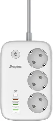 Zdjęcie produktu dla Energizer EPB2500W02EU, 2 m, Wewnętrzna, Biały, 3 x gniazdo sieciowe, 100 - 250 V, 50 - 60 Hz
