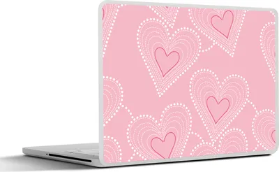Produktbild von MuchoWow® Laptop Aufkleber Sticker Cover Herzen - Muster - Rosa 40x30 cm - Laptop Dekoration - Selbstklebend