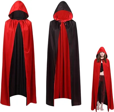 Obrázek produktu pro Dětská vampýrská pláštěnka, oboustranná, černá a červená, s kapucí, 105 cm, kostým na Halloween