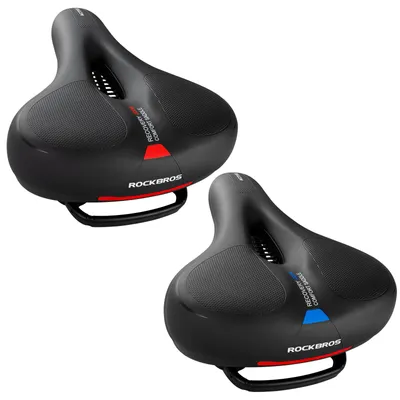 Produktbild von ROCKBROS Fahrradsattel 2er Set Herren Damen ergonomisch Fahrradsitz MTB Rennrad 26x22 cm Blau und Rot