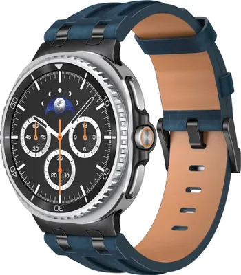 Produktbild von Strap-it Lederarmband aus robustem Material, passend für Samsung Galaxy Watch 8 (40 mm) / Samsung Galaxy Watch 8 (44 mm) – Schwarz