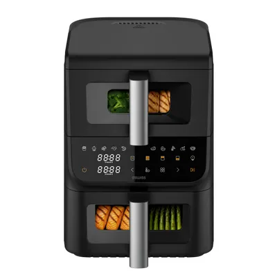 Produktbild von 4Swiss ABB-225 DoubleCook Heißluftfritteuse XXL 10L mit Sichtfenster – Air Fryer mit 2 Schubladen (Dual Zone), 2500W, 12 Programme, Digital Touchscree