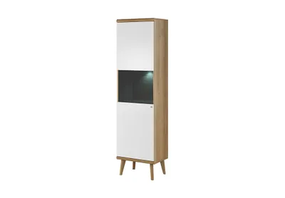 Produktbild von Schmale Vitrine PAVLIS – Riviera-Eiche / Weiß