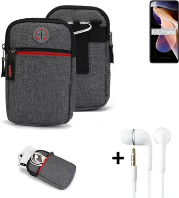 Produktbild von K-S-Trade Gürteltaasche + Kopfhörer kompatibel mit Xiaomi Redmi Note 11 Pro Handy Tasche Holster Schutz Hülle Handy Hülle grau Zusatzfächer 1x