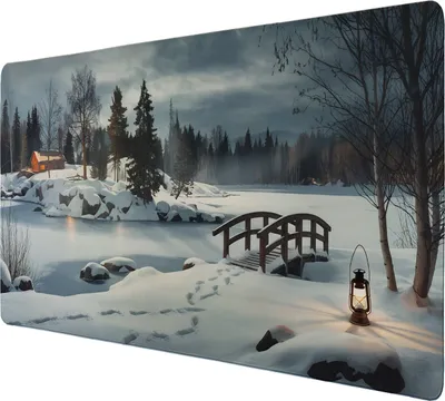 Produktbild von Winterlandschaft mit Hütte Schreibtischunterlage 89x40cm XXL Mauspad -