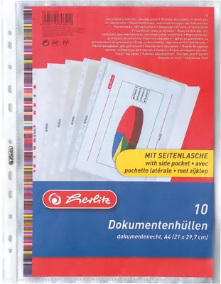 Produktbild von Herlitz Prospekthülle mit Verschlusslasche A4 genarbt 0,12 mm 10 Hüllen