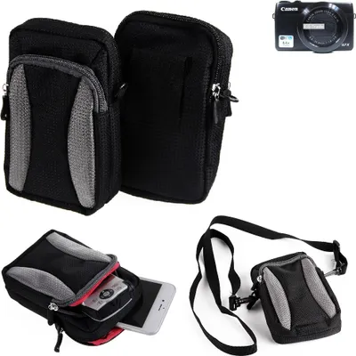 Produktbild von K-S-Trade Fototasche kompatibel mit Canon PowerShot G7 X Gürtel-Tasche Holster Umhänge Tasche Kameratasche, schwarz-grau Brust-Beutel Brust-Tasche