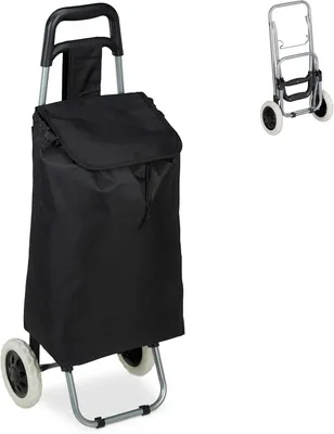Imagen del producto de Carrito de compras de 25 litros - Plegable - Carrito de compras con ruedas - Capacidad máxima de 10 kg - 91x40x30 cm -