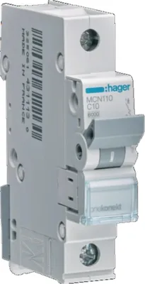 Zdjęcie produktu dla Hager MCN110, 50 - 60 Hz, 10 A, 1P, 17,5 mm, 70 mm, 83 mm