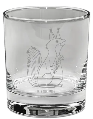 Produktbild von Mr. & Mrs. Panda Whiskyglas Eichhörnchen Blume - Transparent - Geschenk, Tumbler Glas, Spaß, Old Fashioned, Whisky, Motivation Sprüche, Lustige, Eichhorn, Bourbon, Lachen