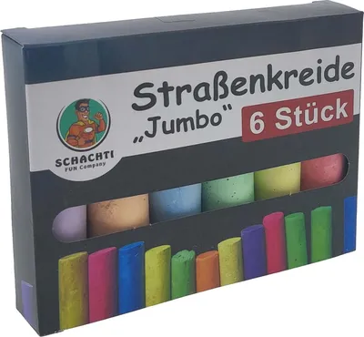 Produktbild von Straßenkreide Malkreide Kinder Kreide Bunt 10cm Jumbo Groß 6er Set
