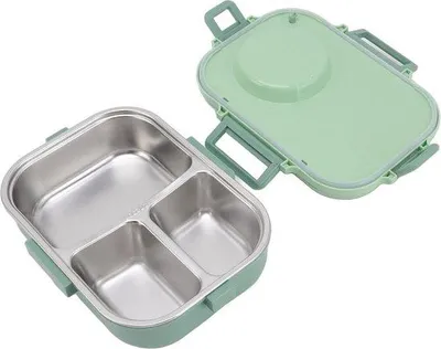 Immagine prodotto di Contenitore termico per il pranzo da 1100 ml in acciaio inossidabile con design a 3 scomparti