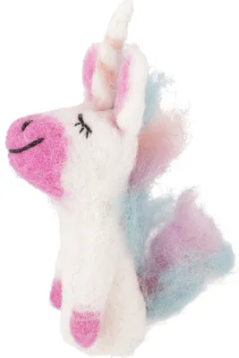 Produktbild von Handgemachte Fingerpuppe aus Filz - Einhorn, Weiß, Wolle, 9*4*3 cm, Deko aus Filz