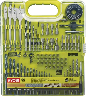 Produktbild von Ryobi RAKDD90 Kit 90 Bits 1/4" Sechskant-Bits Fräser-Bits Schraubendreher Bohrer