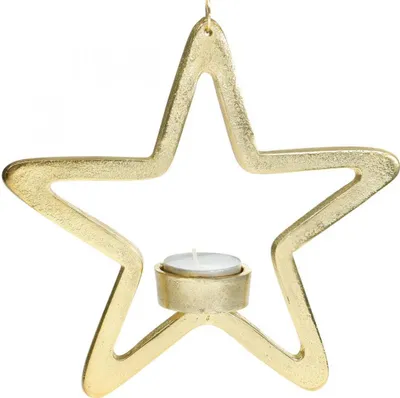 Produktbild von Deko Stern Teelichthalter Hängend Metall Gold 20cm Advent