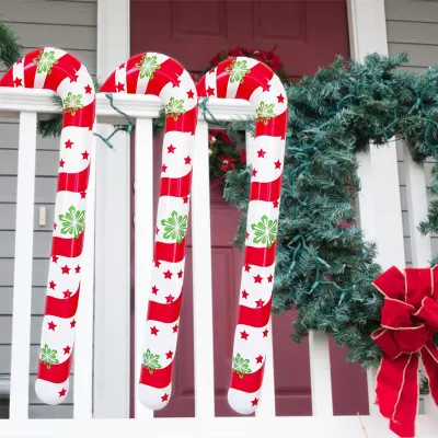 Produktbild von Aufblasbare Zuckerstangen - 3 Stück 87 cm - Dekoration für Außenbereich und Innenbereich - Rot-Weiß