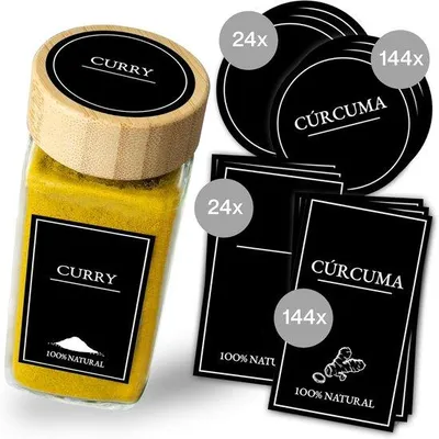 Produktbild von Famanu Selbstklebende Kräuteretiketten Set - 336 Stück mit Markern