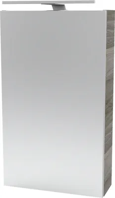 Produktbild von Fackelmann LUXOR Spiegelschrank mit LED-Beleuchtung  Alibertschrank für Bad und Gäste-WC (40 x 68 x 15,3 cm)  SBC Badschrank mit Spiegel in Holz Grau  Tür rechts