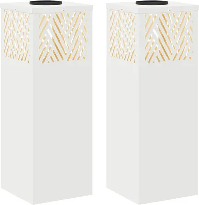 Image de vidaXL Lampe solaire LED pour chemin, lot de 2, lumière blanche chaude, 18 x 18 x 50 cm