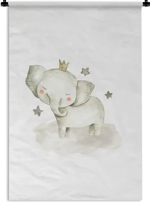 Produktbild von MuchoWow® Wandteppich Wandbehang Tiere - Elefant - Sterne 90x135 cm Tapisserie Dekoration Wandtuch - Baumwolle - Wandskulptur