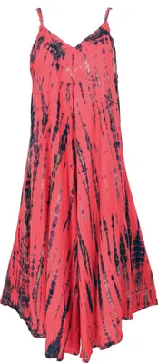 Produktbild von Batik Jumpsuit, Sommer Overall, Hosenkleid - Rot, Damen, Viskose, Hosen