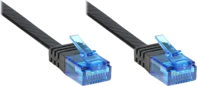 Produktbild von Patchkabel, Cat. 6a, U/UTP, FLACHKABEL, 500 MHz, schwarz, 2m, Good Connections®