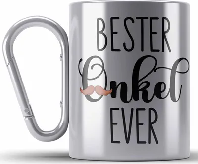 Produktbild von Trendation - Bester Onkel Ever Edelstahl Tasse Karabiner Geschenk Geburtstag Weihnachten Lustig Geschenkideen von Nichte (Silber)