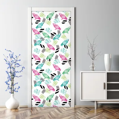 Produktbild von Dekorative Türtato Aufkleber selbstklebend Klebefolie Türposter Fischgrätenmuster 70 x 200 cm