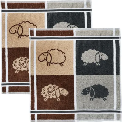 Produktbild von Kracht Frottier-Geschirrtuch Schafe" 2er-Pack Schafe 50x50 cm"