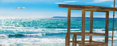 Produktbild von Wallario selbstklebendes Poster - Badestrand - Mallorca Spanien, Größe: 50 x 125 cm