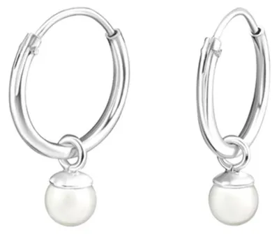 Produktbild von Creolen Perlen: Kleine Ohrringe Silber 925 Weiß