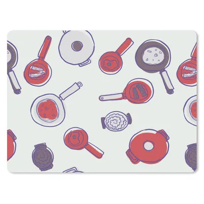 Produktbild von MuchoWow® Mauspad Mousepad Muster - Kochen - Pfanne - Lebensmittel 23x19 cm - Mousepads - Maus Mat - Pad - Mausunterlage - Schreibtischunterlage - Mauspad