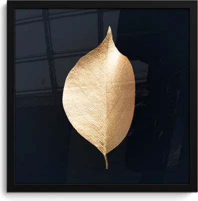 Produktbild von MuchoWow® MuchoWow® Gerahmtes Poster Blätter - Gold - Schwarz - Pflanzen - Luxus 40x40 cm - Poster mit zchwarzem Bilderrahmen - Mit Rahmen - Wanddekoration Schlafzimmer