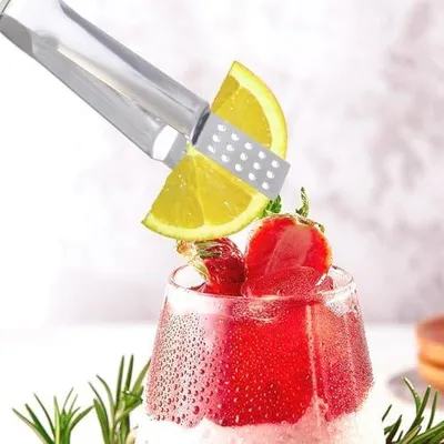 Produktbild von Teebeutelpresse aus Edelstahl mit Clip für Eiswürfel und losen Tee