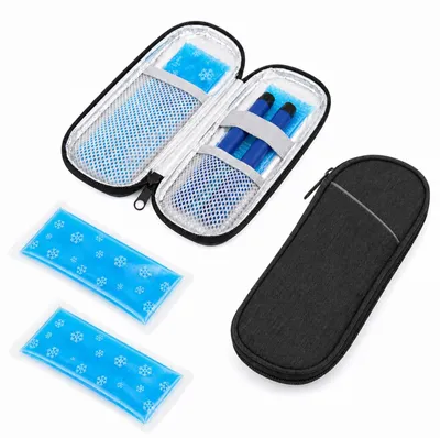Insulin-Kühltasche mit 2 Kühlakkus, TSA-geeignet, schwarz