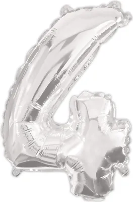 Obrázok produktu pre Číslo strieborné, strieborný fóliový balón s číslom 4, 95 cm