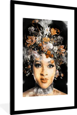 Produktbild von MuchoWow® MuchoWow® Gerahmtes Poster Zeitungen - Frauen - Blumen 60x90 cm - Poster mit zchwarzem Bilderrahmen - Dekoration - Wandposter Wohnzimmer - Hochwertig