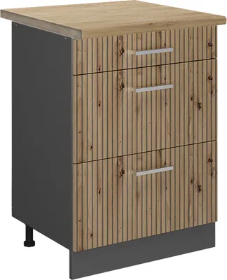 Image de Meuble cuisine Vicco R-Line Chêne Artisan 60cm avec tiroirs, PT Chêne, Model 49200