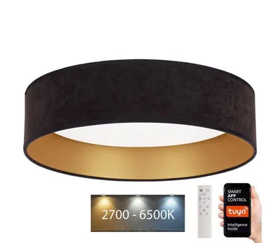 Image de Brilagi - Plafonnier LED à intensité variable VELVET SMART LED/36W/230V d. 55 cm 2700-6500K Wi-Fi Tuya noir/doré + télécommande