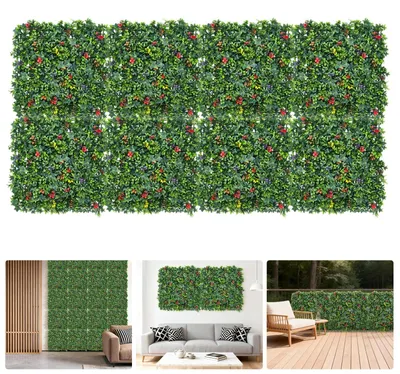 Produktbild von Künstliche Grünwand Paneele - Heckenmatte 8er Set - Efeu Sichtschutz Kunstpflanze - 50x50 cm Paneele - Für Innen- und Außenbereich - Mit Kabelbindern zur einfachen Montage