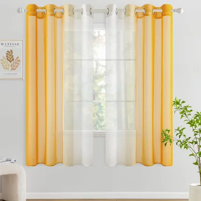 Vorhänge mit Farbverlauf, 2er-Set, 140x145 cm, Orange, halbtransparent