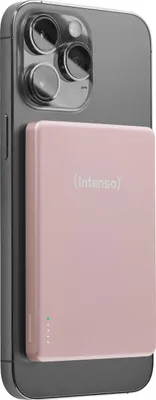 Produktbild von Intenso MW5000 Magnetische Powerbank 5000 mAh – MagSafe kompatibel, Wireless Charging 15W, USB-C PD 20W, Flach & Kompakt – in Deutschland – Rosé, 5000 mAh, Lithium Polymer (LiPo), Power Delivery, Programmable Power Supply (PPS), Kabelloses Aufladen, 3,85 V, Rose