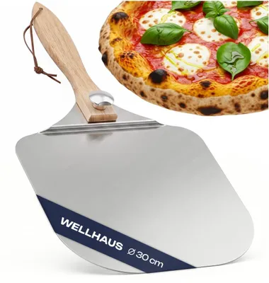Produktbild von WELLHAUS Pizza Schaufel klappbar Aluminium glatt 30 cm Holzgriff