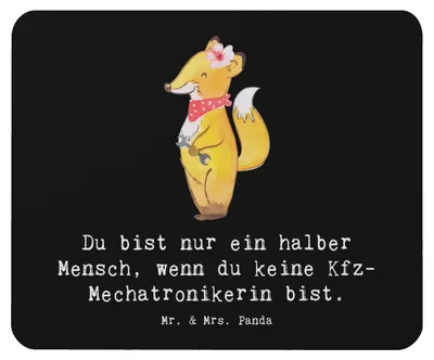 Produktbild von Mr. & Mrs. Panda Mauspad Kfz-Mechatronikerin Herz - Schwarz - Geschenk, Mouse Pad, mousematte, computermatte, Lustig, Ausbildung, pc, Gesellenprüfung, Witzig, Spruch