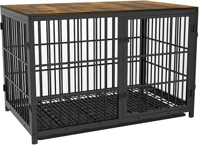 Produktbild von Hundekäfig Möbel XXL Hundeschrank: Hundebox XXL für Große Hunde 120cm, Modern Hundehaus TV Schrank Hundekiste mit Holz Beistelltisch und herausnehmbar Tablett, 120×77×81.5cm Schwarz
