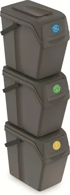 Image de Sada 3 odpadkových košů SORTIBOX II - objem: 3 x25 l, barva: šedý kámen
